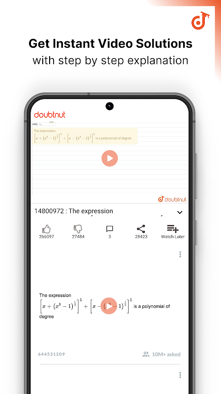 Doubtnut app home screen subjects selection